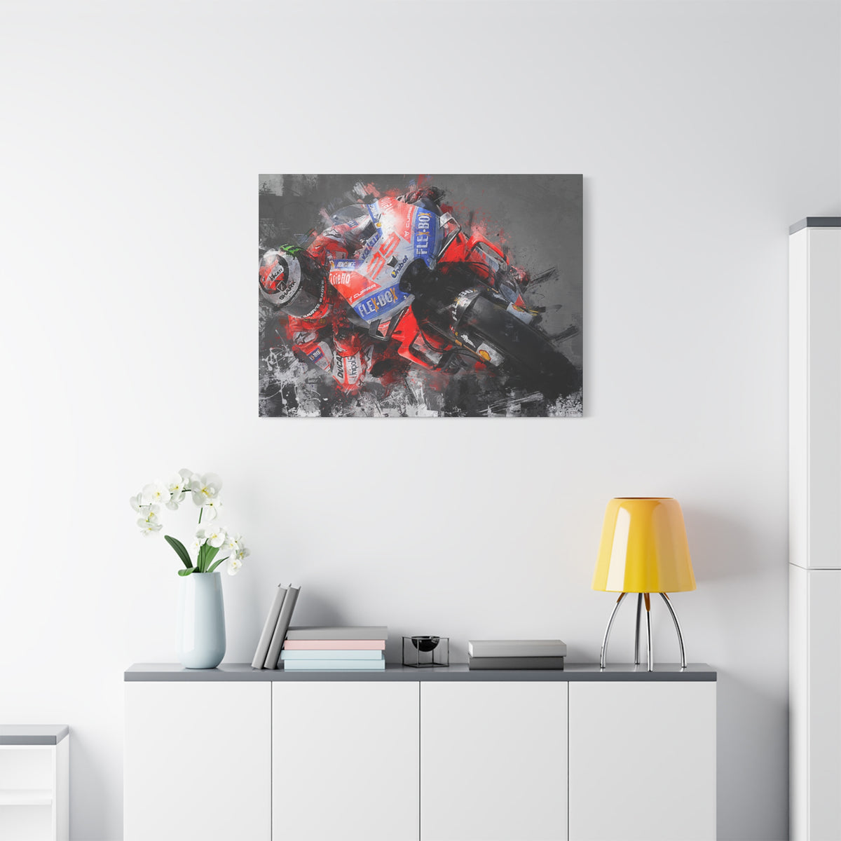 Expressive Speed: Stretched Canvas Fine Art MotoGP Print Poster - Ready to Hang, Wall Art MotoGP Gift