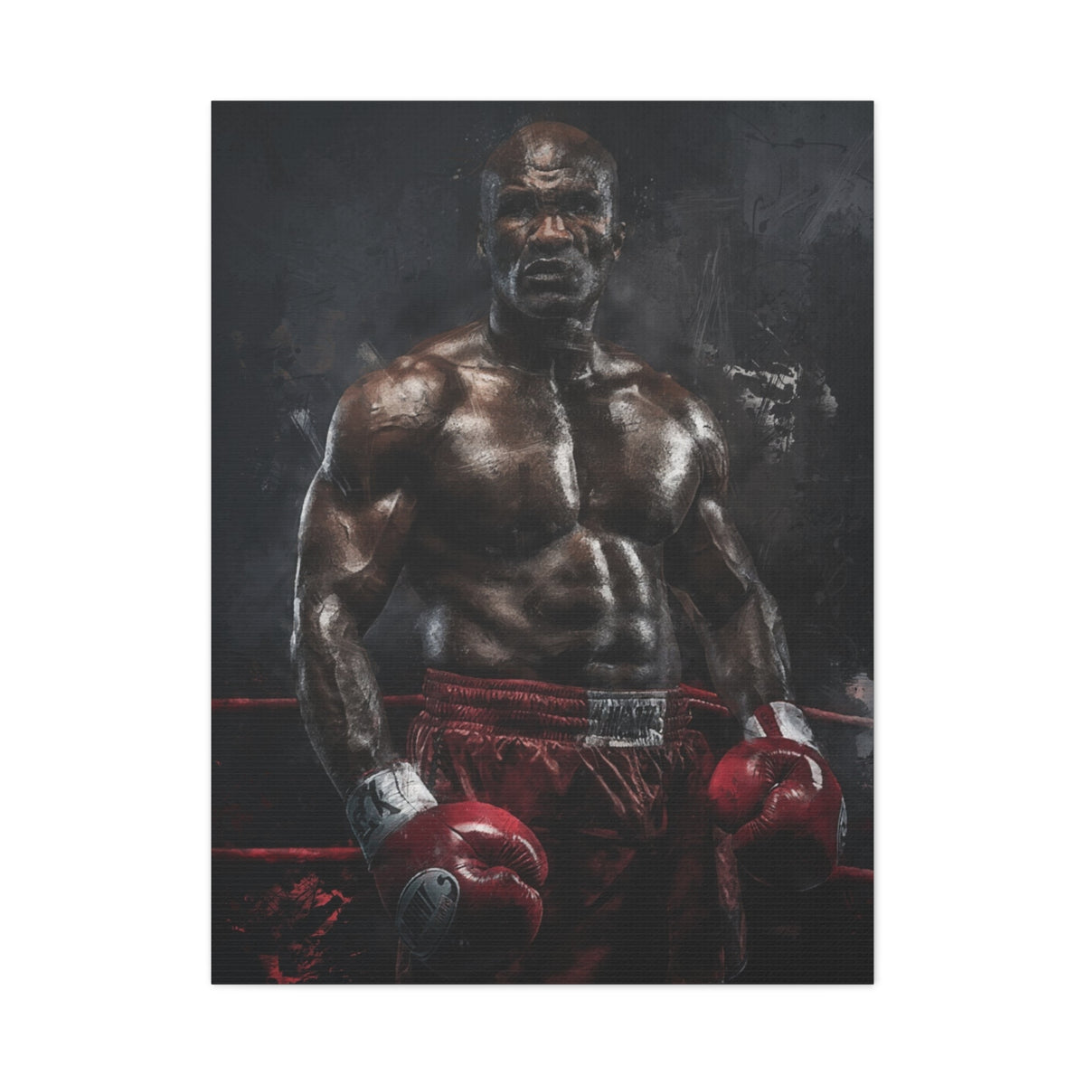 Evander Holyfield Portrait Painting: Stretched Canvas Fine Art Boxing Print Poster - Ready to Hang, Wall Art Boxing Gift