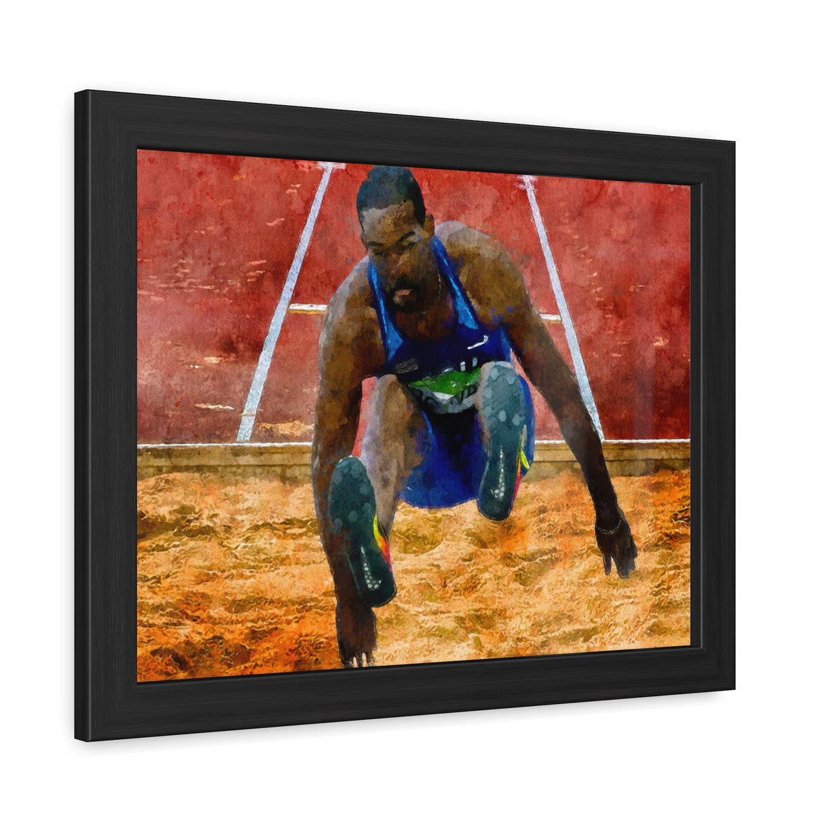 Athletic Grace Long Jumper Painting - Stunning Watercolour Art, Ready to Hang Framed Watercolour Fine Art Painting Print Poster, Athletics Wall Art, Athletics Fan Gift