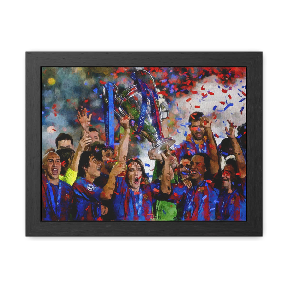 Champions League Winners 2006 Barcelona Watercolour Painting, Ready to Hang Framed Art Print Poster, Barcelona Fan Gift