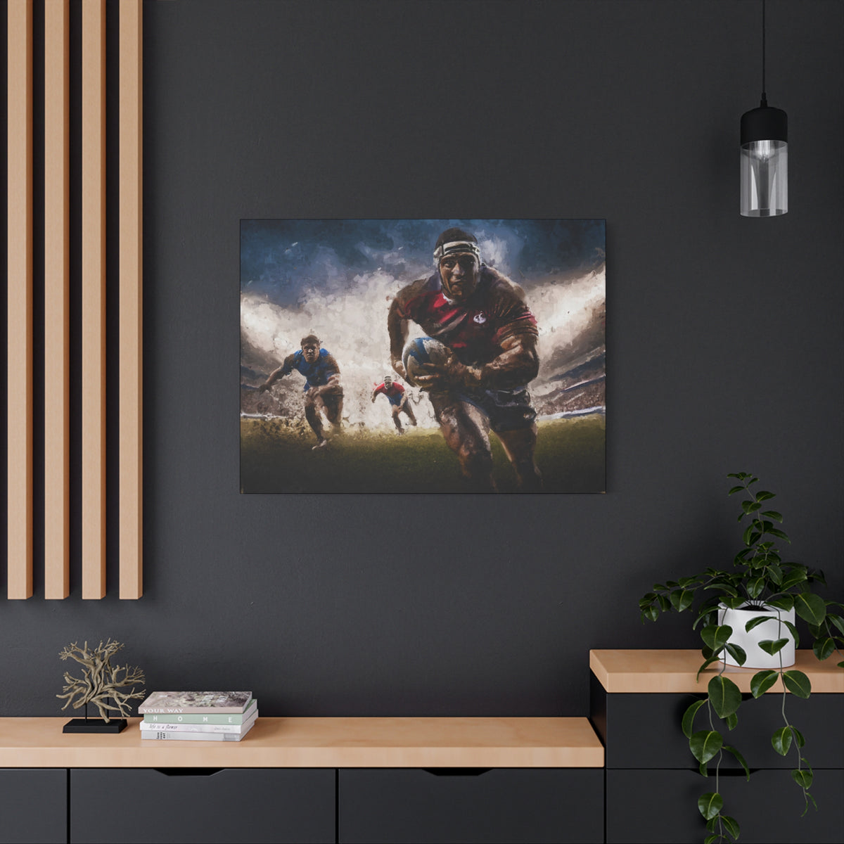 Rugby in Motion: Impressionist Canvas Fine Art Print - Ready to Hang Wall Art, Rugby Fanatic Gift