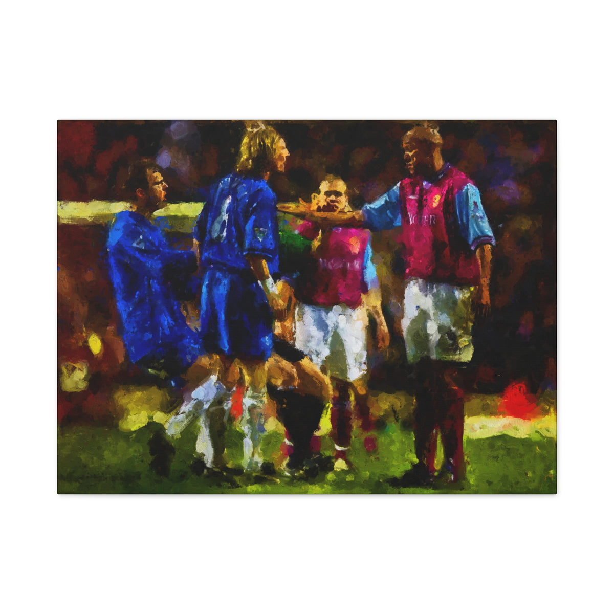 Birmingham vs. Villa Derby Ready to Hang Framed Impressionist Fine Art Painting Print Poster, Football Wall Art, Soccer Fan Gift