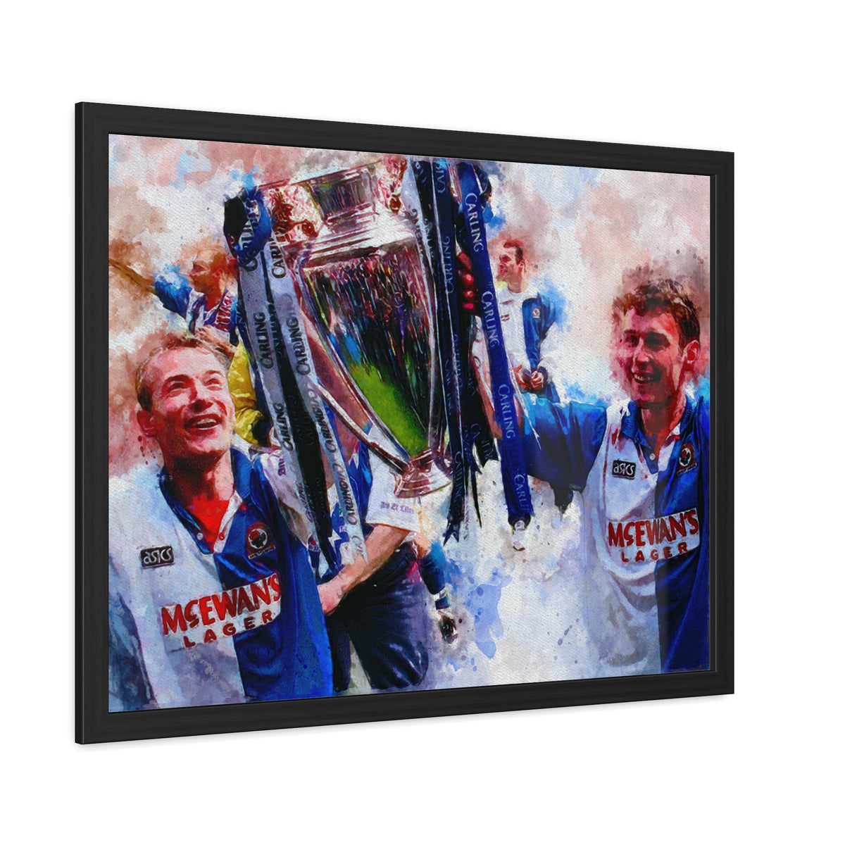Premiership Winners 1995 Blackburn Rovers Watercolour Painting, Ready to Hang Framed Art Print Poster, Rovers Fan Gift