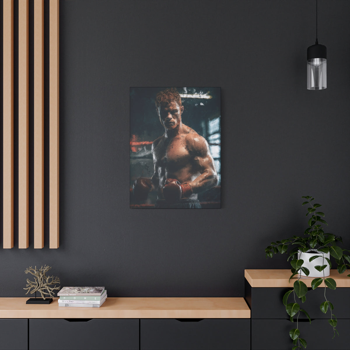 Canelo Álvarez Painting: Expressive Boxing Brilliance - Stretched Canvas Fine Art Boxing Print Poster, Ready to Hang, Wall Art Boxing Gift