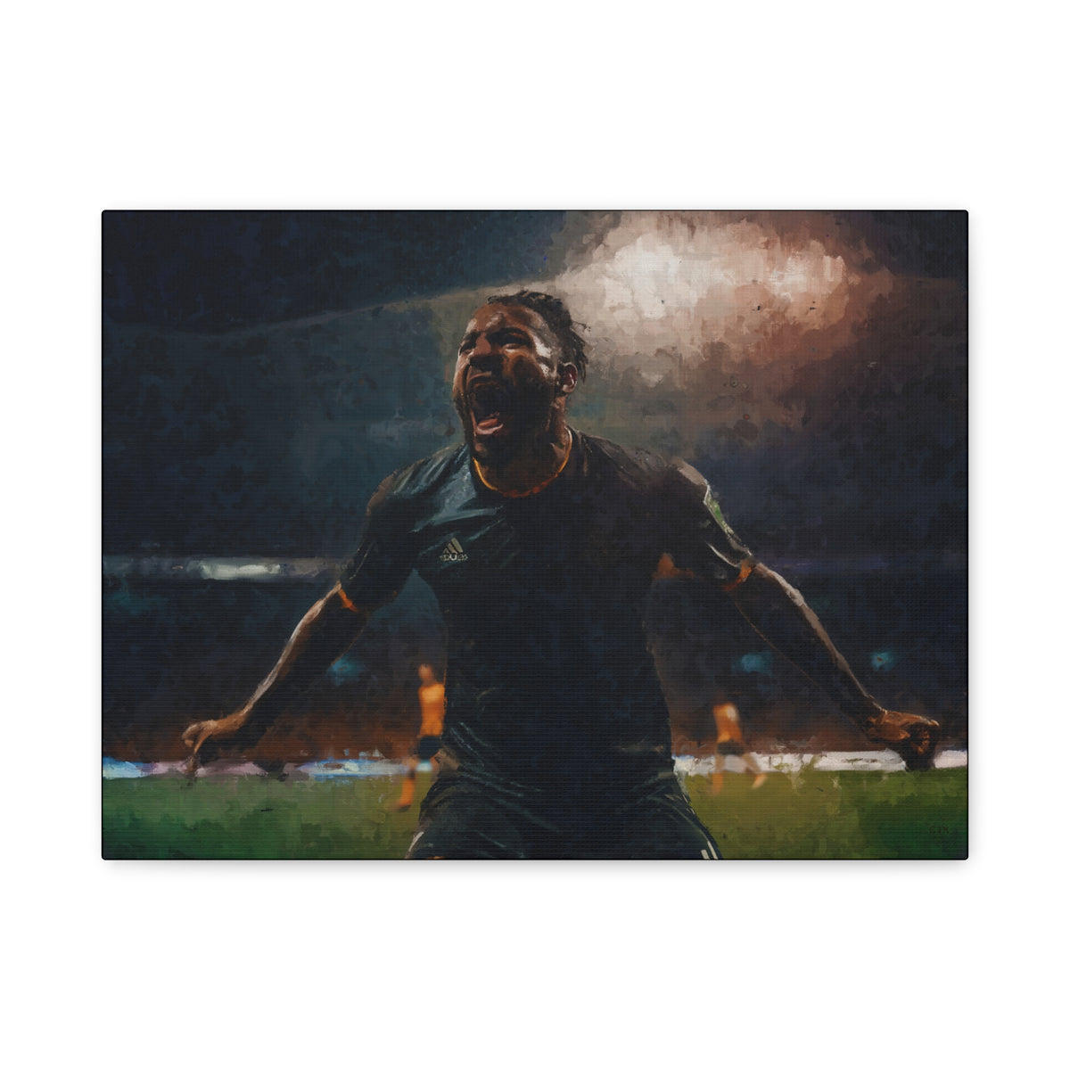 Celebrating Victory: Impressionist Soccer Art Print - Stretched Canvas Fine Art Poster, Ready to Hang - Perfect Football Fan Gift.