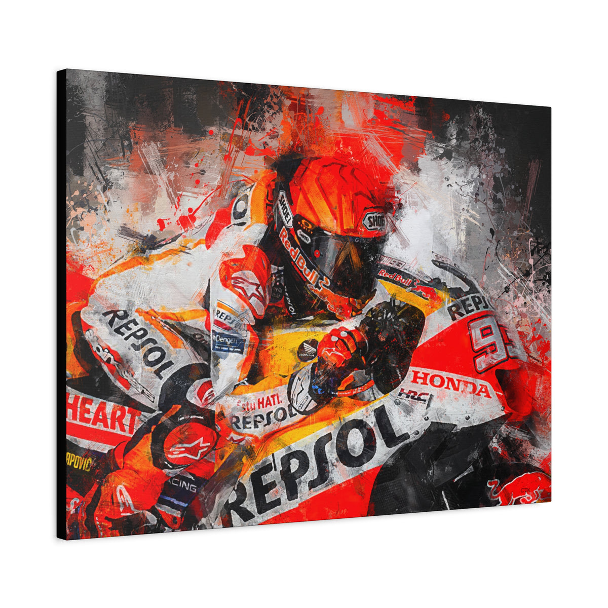 Racing Passion Unleashed: Stretched Canvas Fine Art MotoGP Print Poster - Ready to Hang, Wall Art MotoGP Gift