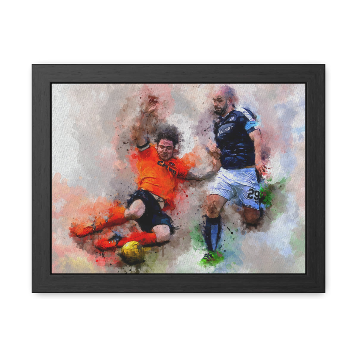 Dundee Derby Ready to Hang Framed Watercolour Fine Art Painting Print Poster, Football Wall Art, Soccer Fan Gift