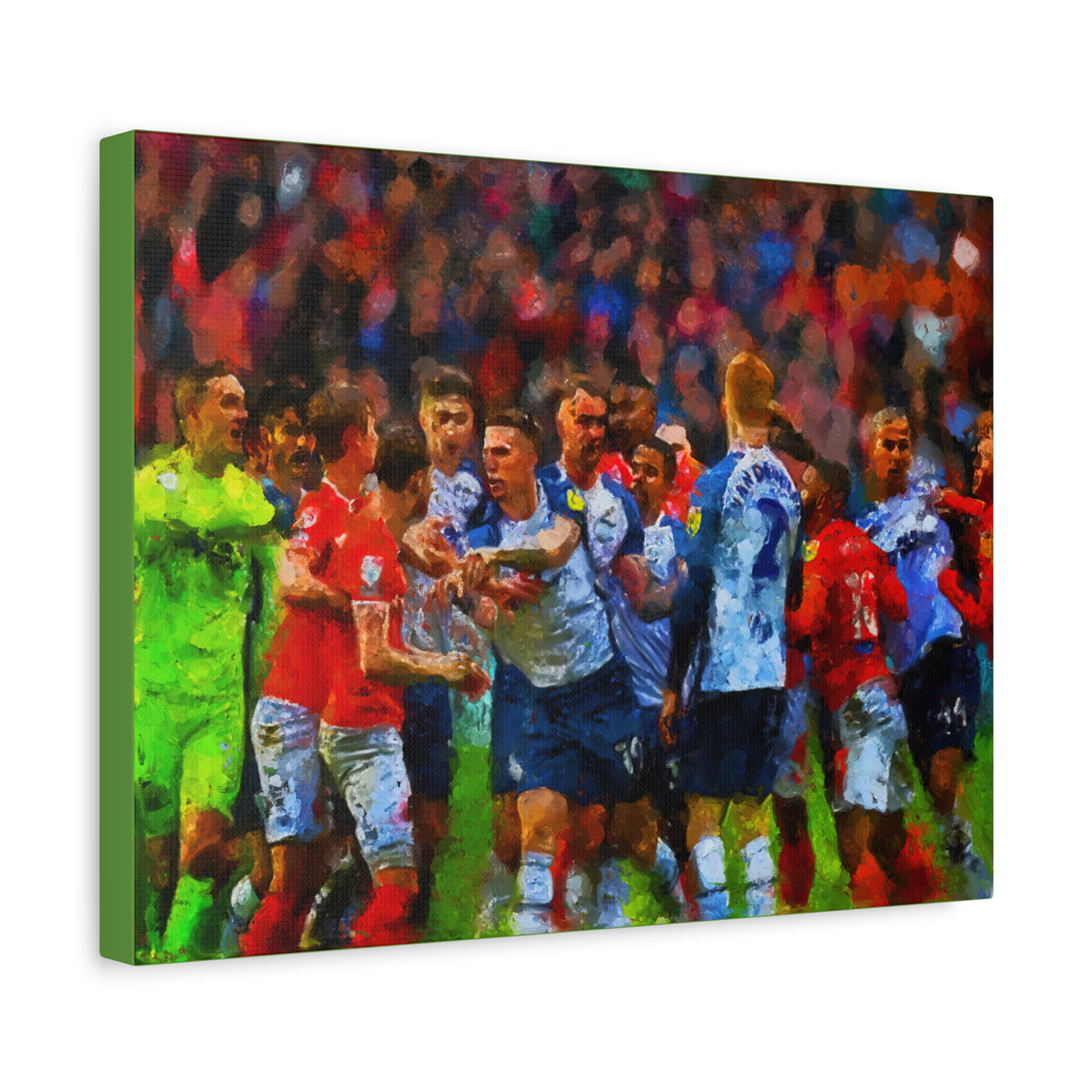 Blackpool vs. PNE Derby Ready to Hang Framed Impressionist Fine Art Painting Print Poster, Football Wall Art, Soccer Fan Gift