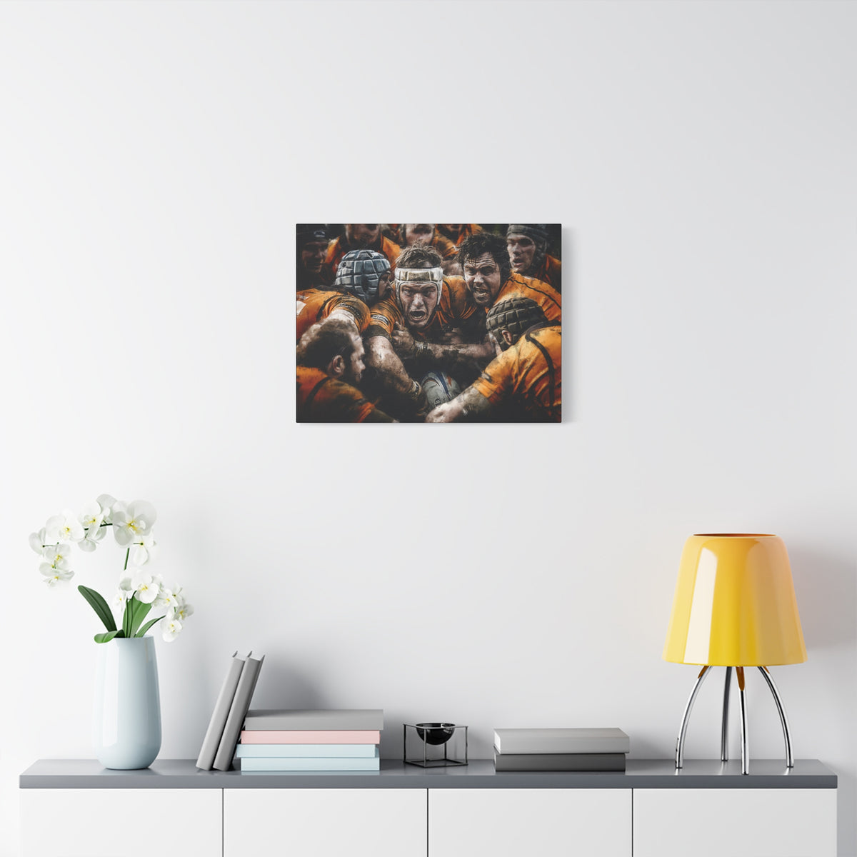Rugby Intensity Unleashed: Expressionist Canvas Painting Print - Ready to Hang Wall Art, Perfect Rugby Fan Gift!
