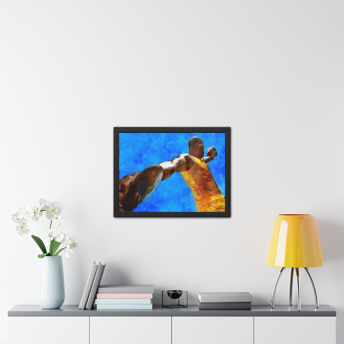 Expressionist Discus Thrower Framed Watercolour Fine Art Print, Ready to Hang Poster, Athletics Wall Art, Athletics Fan Gift