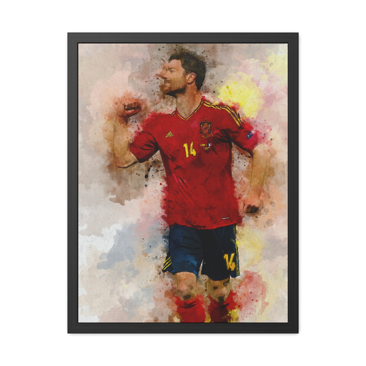 Xabi Alonso Expressionist Modern Art Framed Watercolour Print Portrait Painting - Ready to Hang Framed Watercolour Fine Art Painting Print Poster, Football Wall Art, Soccer Fan Gift