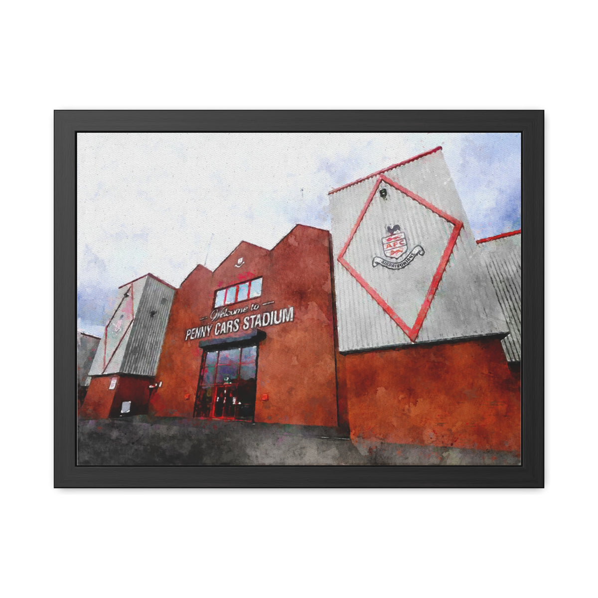 Airdrieonians Excelsior Stadium Watercolour Art - Dynamic Diamonds Football Print - Ready to Hang Framed Watercolour Fine Art Painting Print Poster