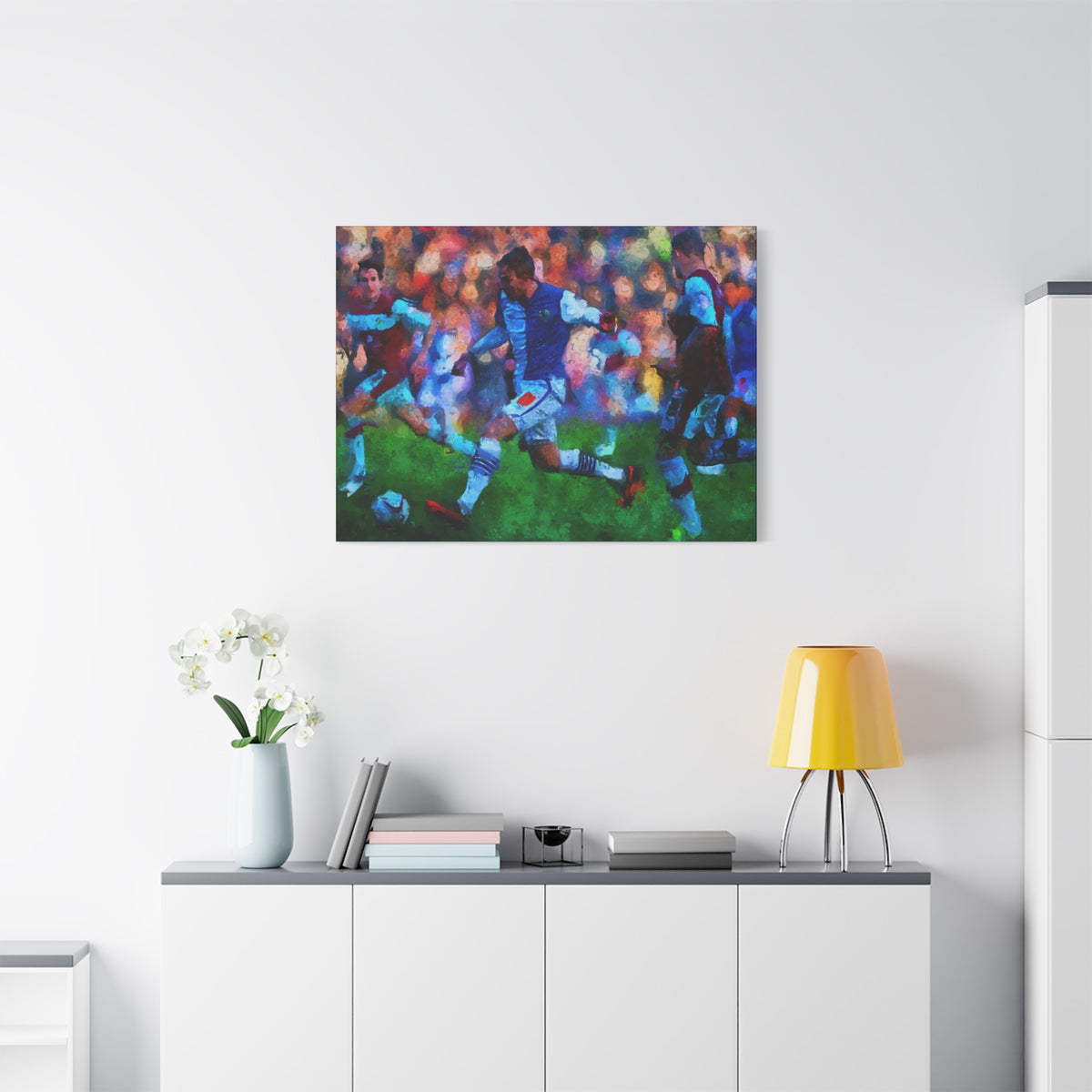Burnley vs. Blackburn Rovers Derby Ready to Hang Framed Impessionist Fine Art Painting Print Poster, Football Wall Art, Soccer Fan Gift