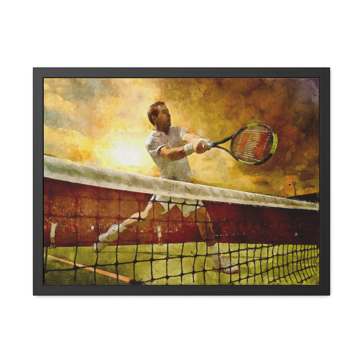 Expressionist Tennis Player: Ready to Hang Framed Watercolour Fine Art Painting Print Poster, Tennis Wall Art, Tennis Fan Gift