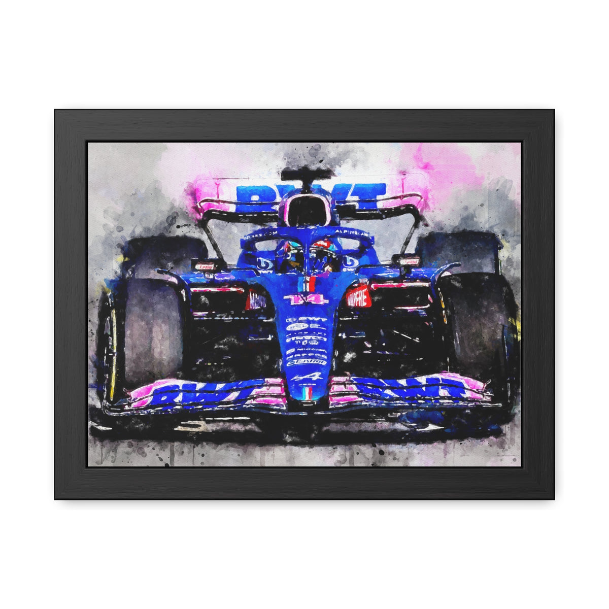 Adrenaline Rush: Framed Watercolour F1 Fine Art Print Poster, A Thrilling Statement for Your Wall, Ready to Hang, Perfect Formula One Gift