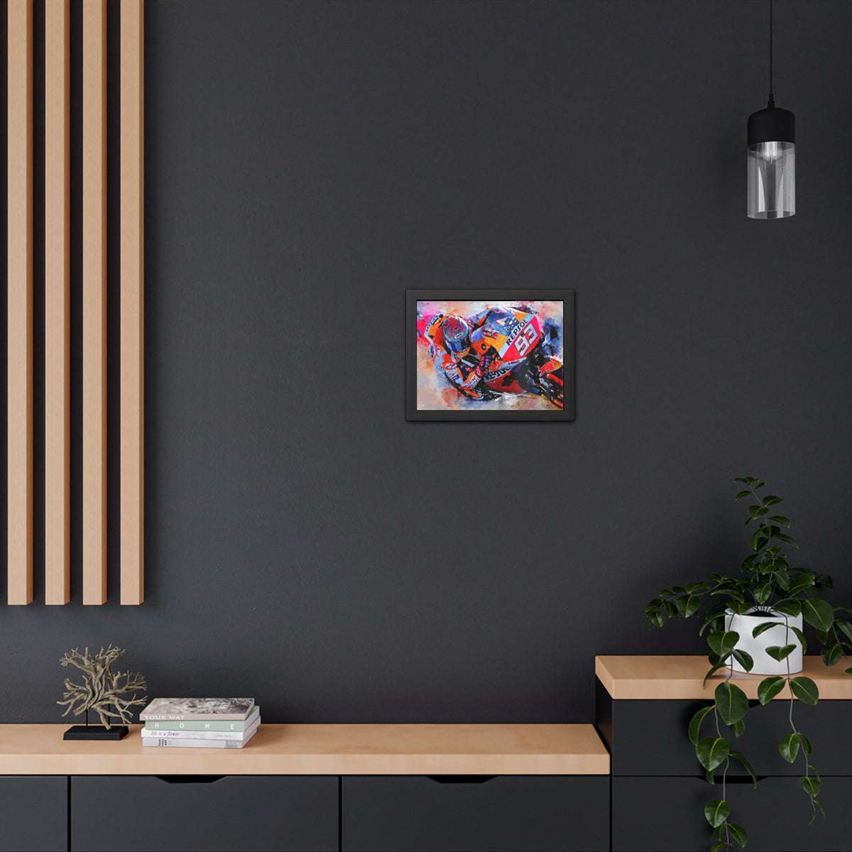Hear the Roar: Marc Marquez MotoGP Watercolour - Framed Fine Art Print Poster, Ready to Hang - Elevate Your Space with MotoGP Gift