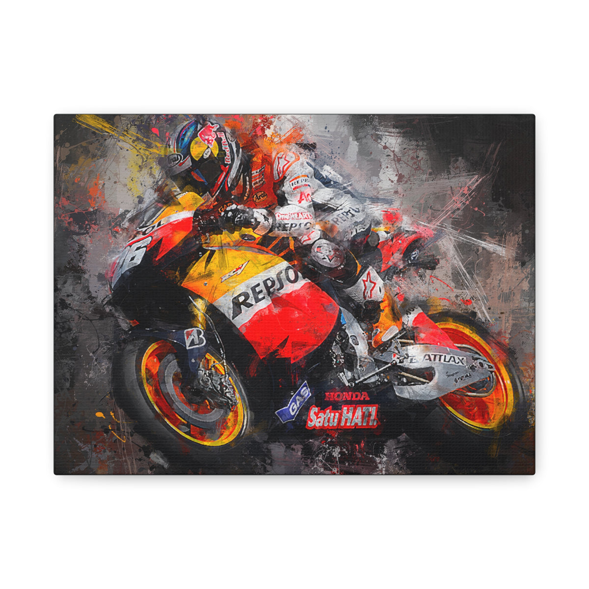 Experience the Thrill: Stretched Canvas Fine Art MotoGP Print Poster - Ready to Hang, Wall Art MotoGP Gift
