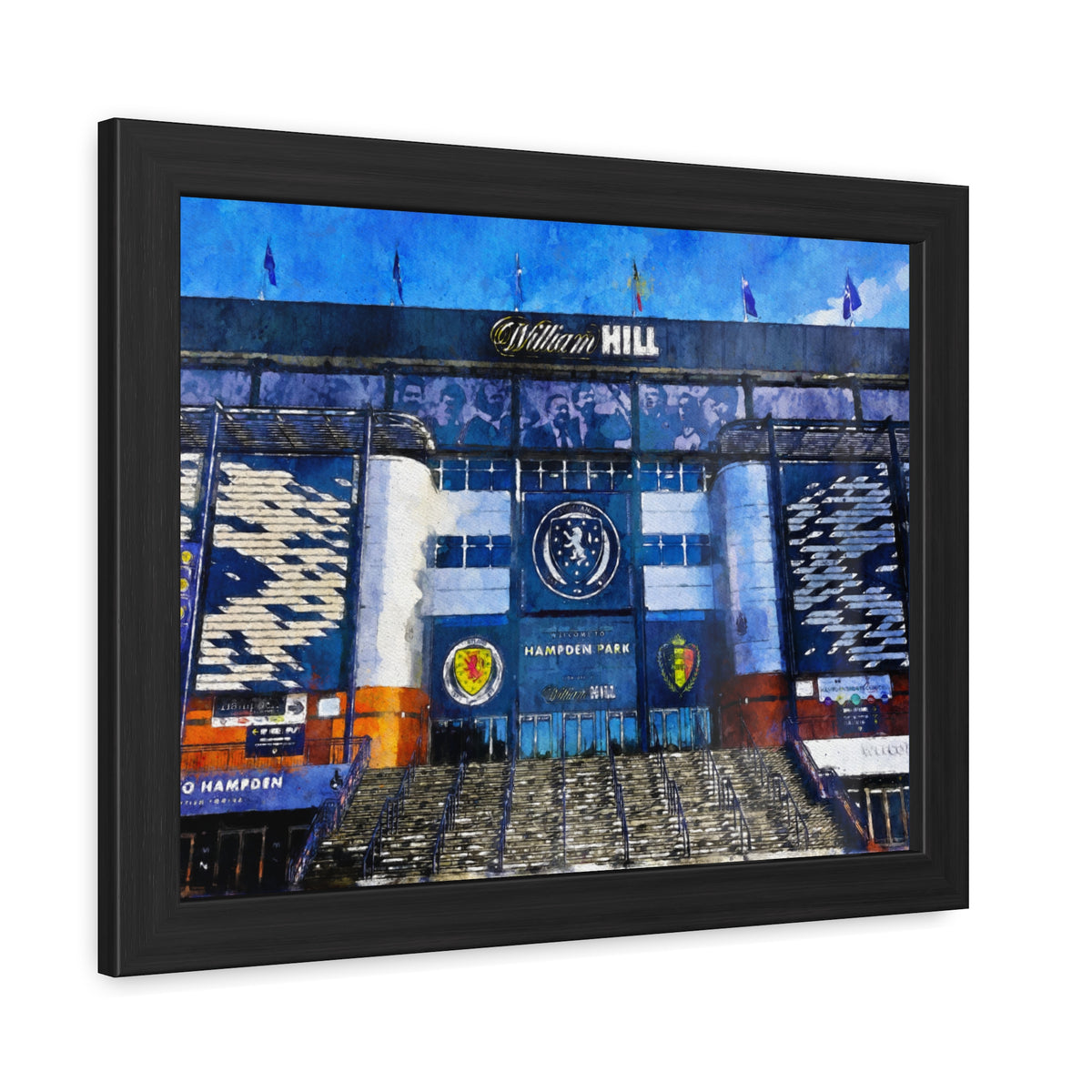 Hampden Park Scotland’s Historic Football Ground Watercolour Art Print - Ready to Hang Framed Watercolour Fine Art Painting Print Poster