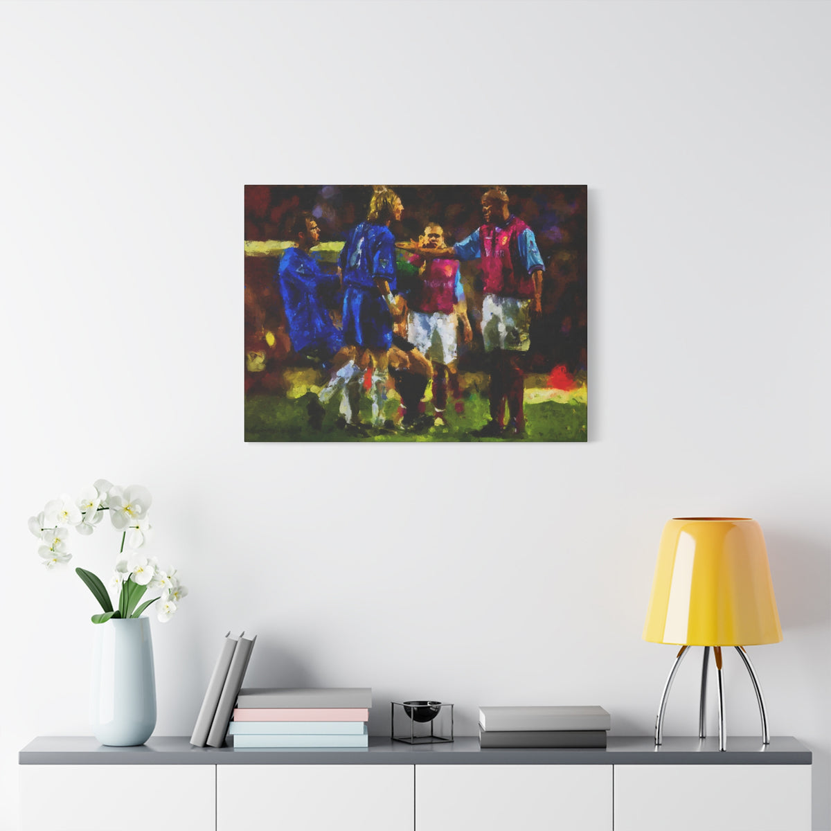 Birmingham vs. Villa Derby Ready to Hang Framed Impressionist Fine Art Painting Print Poster, Football Wall Art, Soccer Fan Gift