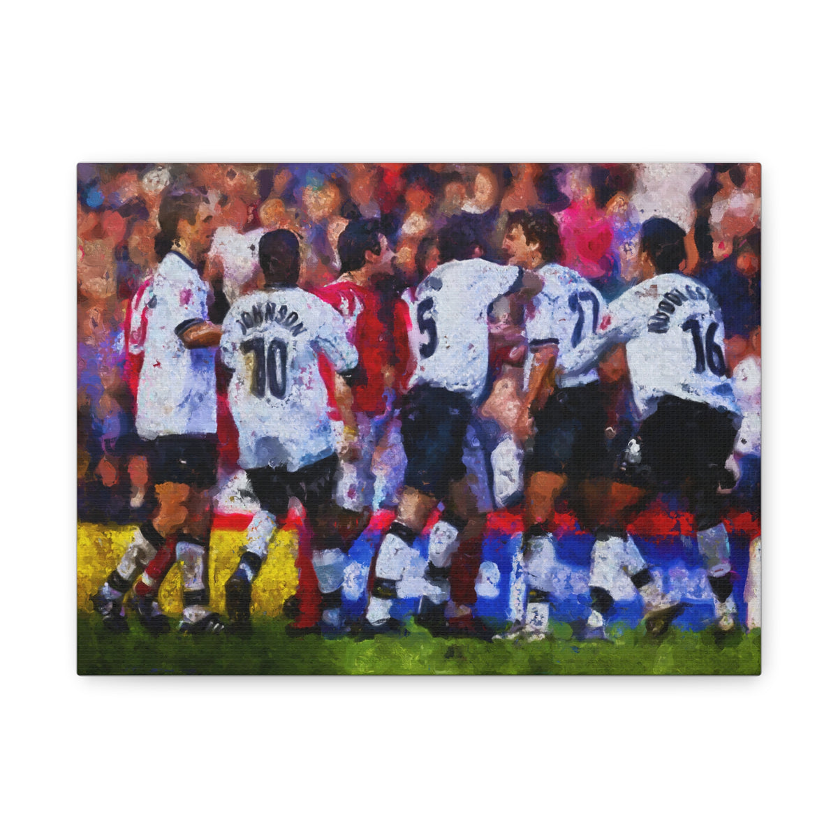 County vs. Forest Derby Ready to Hang Framed Impressionist Fine Art Painting Print Poster, Football Wall Art, Soccer Fan Gift