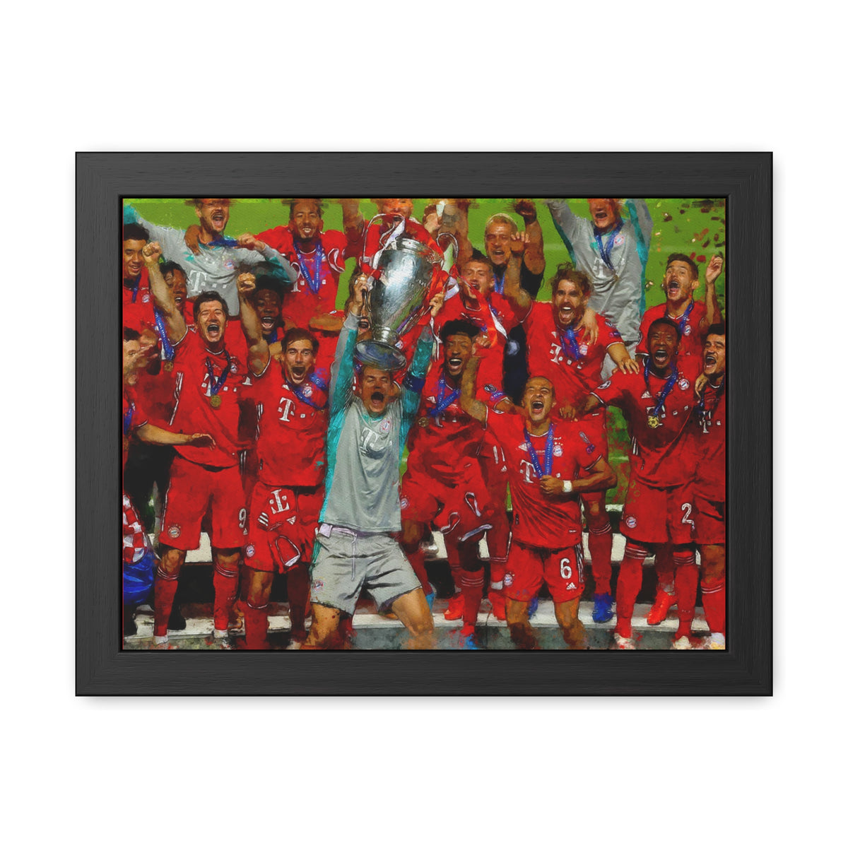 Champions League Winners 2020 Bayern Munich Watercolour Painting, Ready to Hang Framed Art Print Poster, Bayern Fan Gift