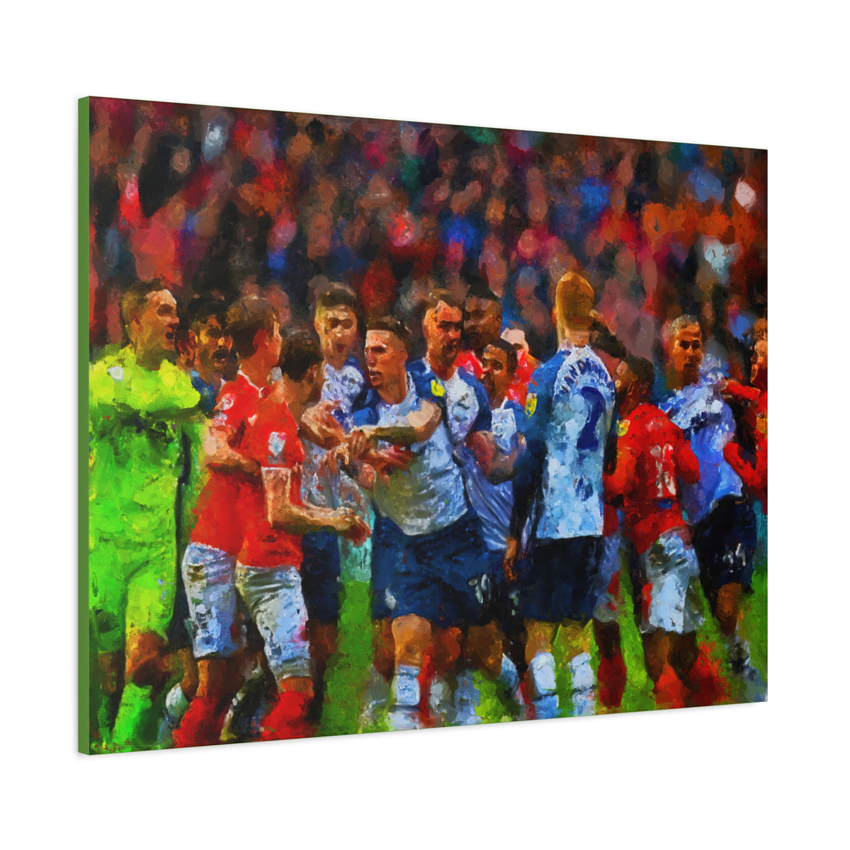 Blackpool vs. PNE Derby Ready to Hang Framed Impressionist Fine Art Painting Print Poster, Football Wall Art, Soccer Fan Gift