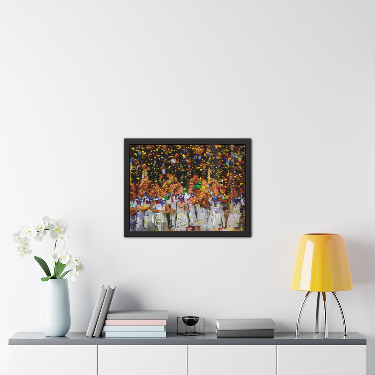World Cup Winners 2014 Germany Watercolor Painting, Ready to Hang Framed Art Print Poster, Germany Fan Gift