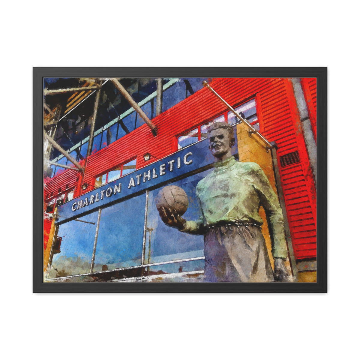 Charlton Athletic’s  The Valley Stadium Print - Ready to Hang Framed Watercolour Fine Art Painting Print Poster, Football Wall Art, Soccer Fan Gift