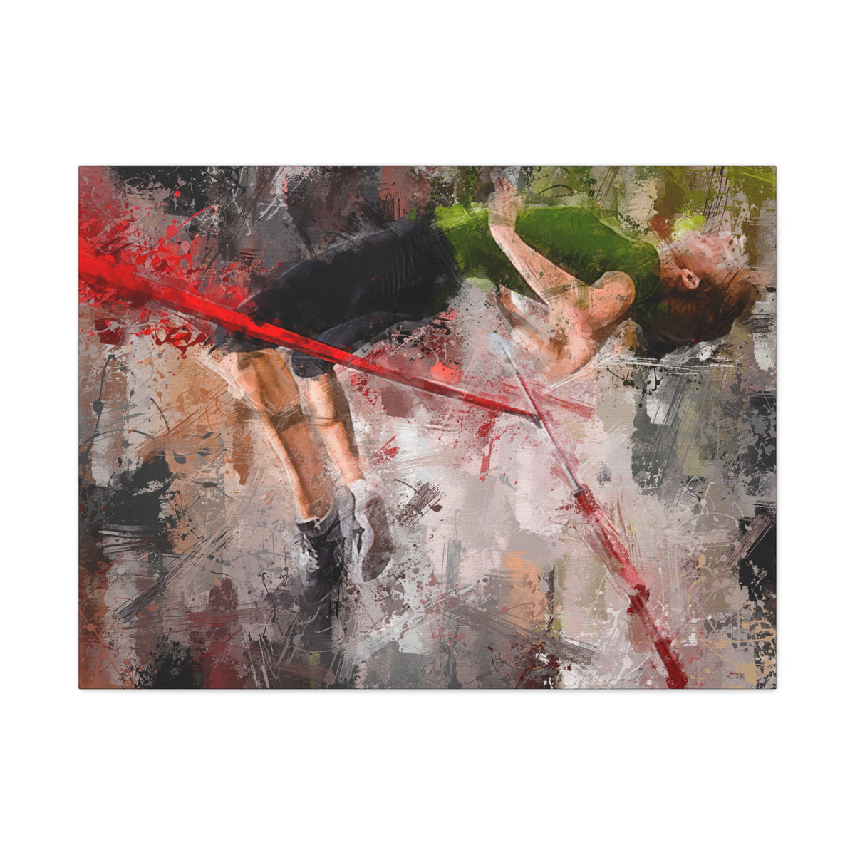 Expressionist Modern Art High Jumper Canvas Print - Athletics Wall Art, Athletics Poster, Athletics Gift - Stretched Canvas Athletics Fine Art Print Poster- Ready to Hang Wall Art, High Jump Fan Gift
