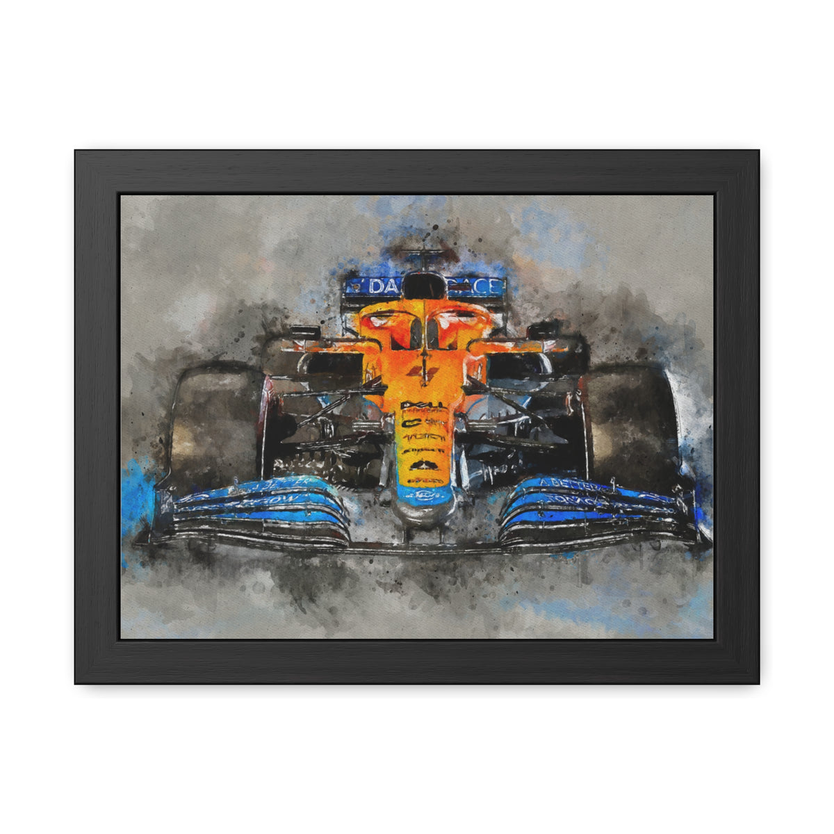 Feel the Velocity of a F1 McClaren : Framed Watercolour F1 Fine Art Print Poster - Ready to Hang, Wall Art Formula One Gift.