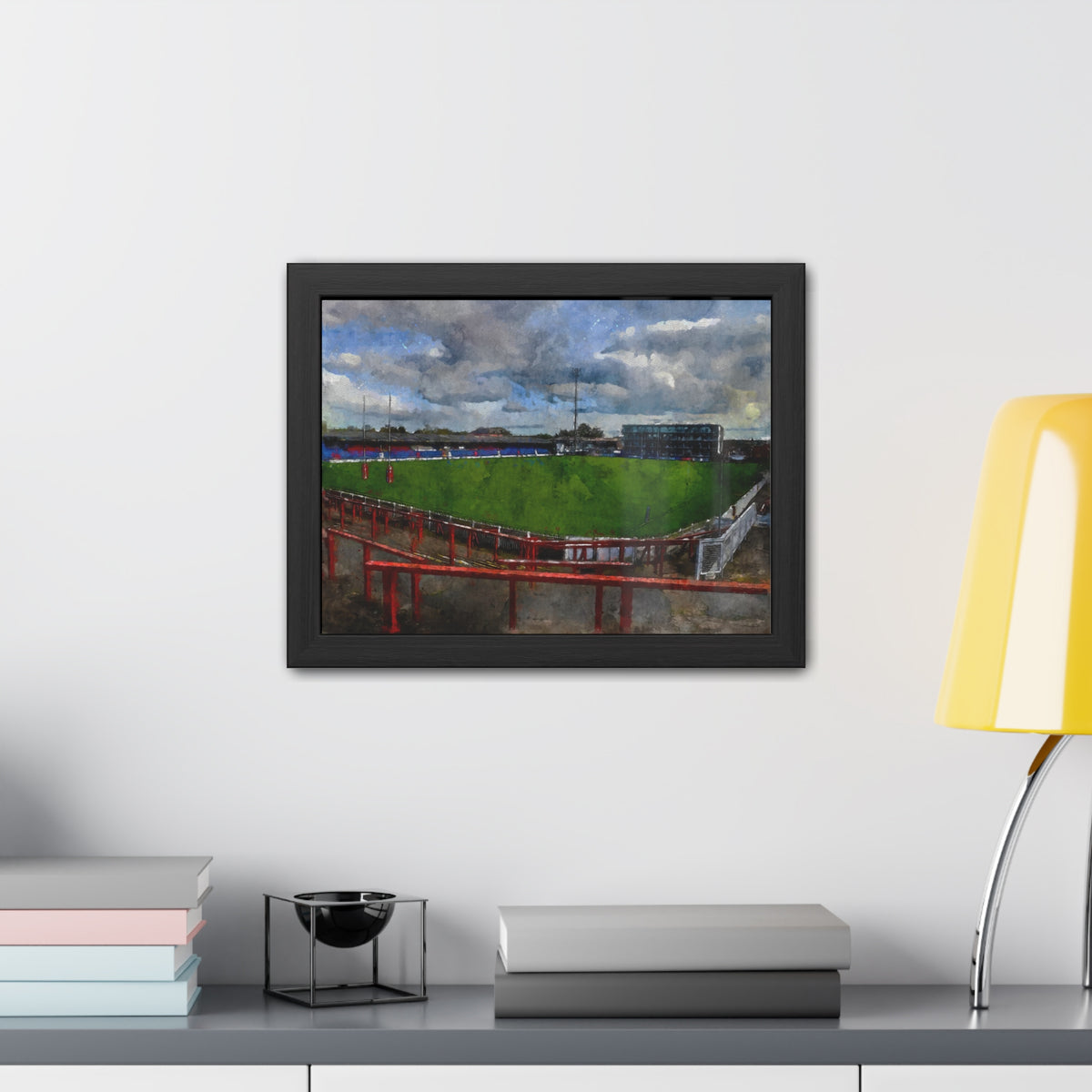 Belle Vue Reverie: Wakefield Painting - Ready to Hang Framed Fine Art Rugby Print Poster, Wildcats Rugby Fan Gift