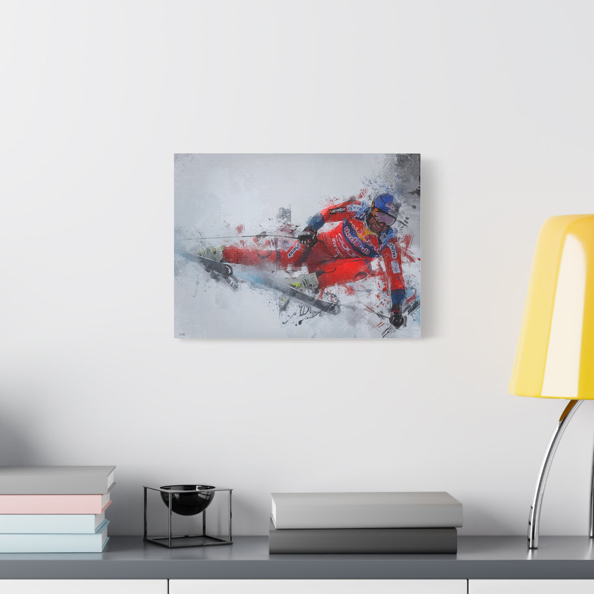 Captivating Aksel Lund Svindal Skiing Painting Print - Stretched Canvas Skiing Fine Art Print Poster- Ready to Hang Wall Art, Skier Gift