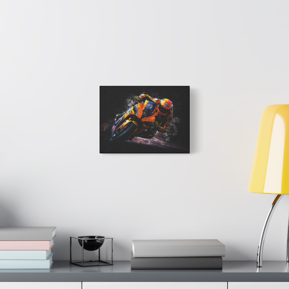 Impressionist MotoGP Bliss: Stretched Canvas Fine Art Print Poster - Ready to Hang, Wall Art MotoGP Gift