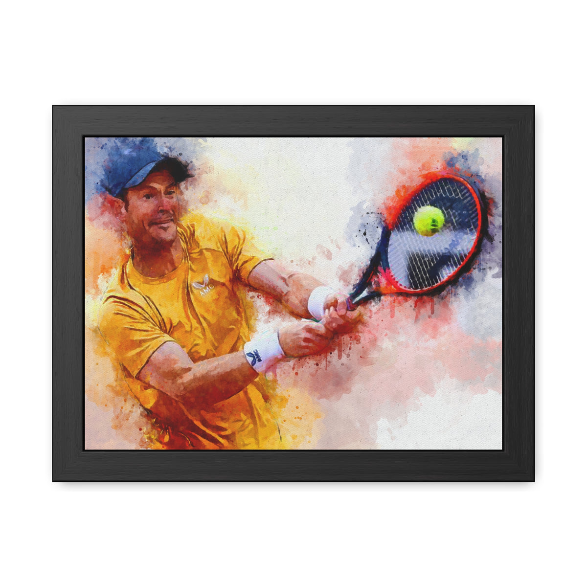 Andy Murray Expressionist Portrait: Ready to Hang Framed Watercolour Fine Art Painting Print Poster, Tennis Wall Art, Tennis Fan Gift