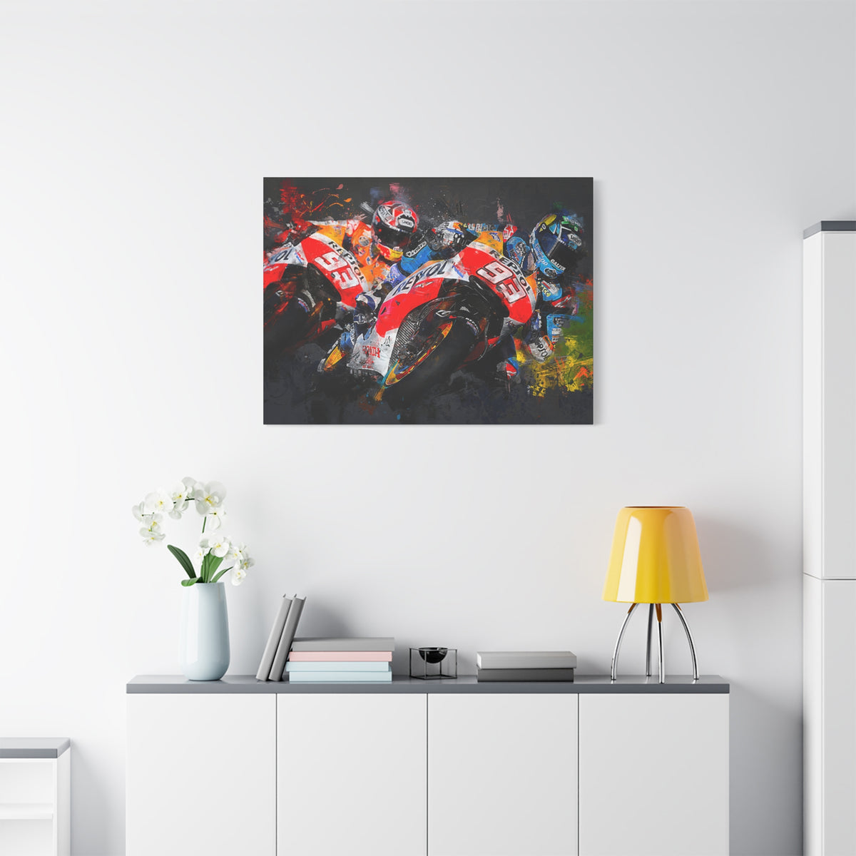 MotoGP Duel: Stretched Canvas Fine Art Print- Ready to Hang, Wall Art Poster, the Ultimate MotoGP Gift