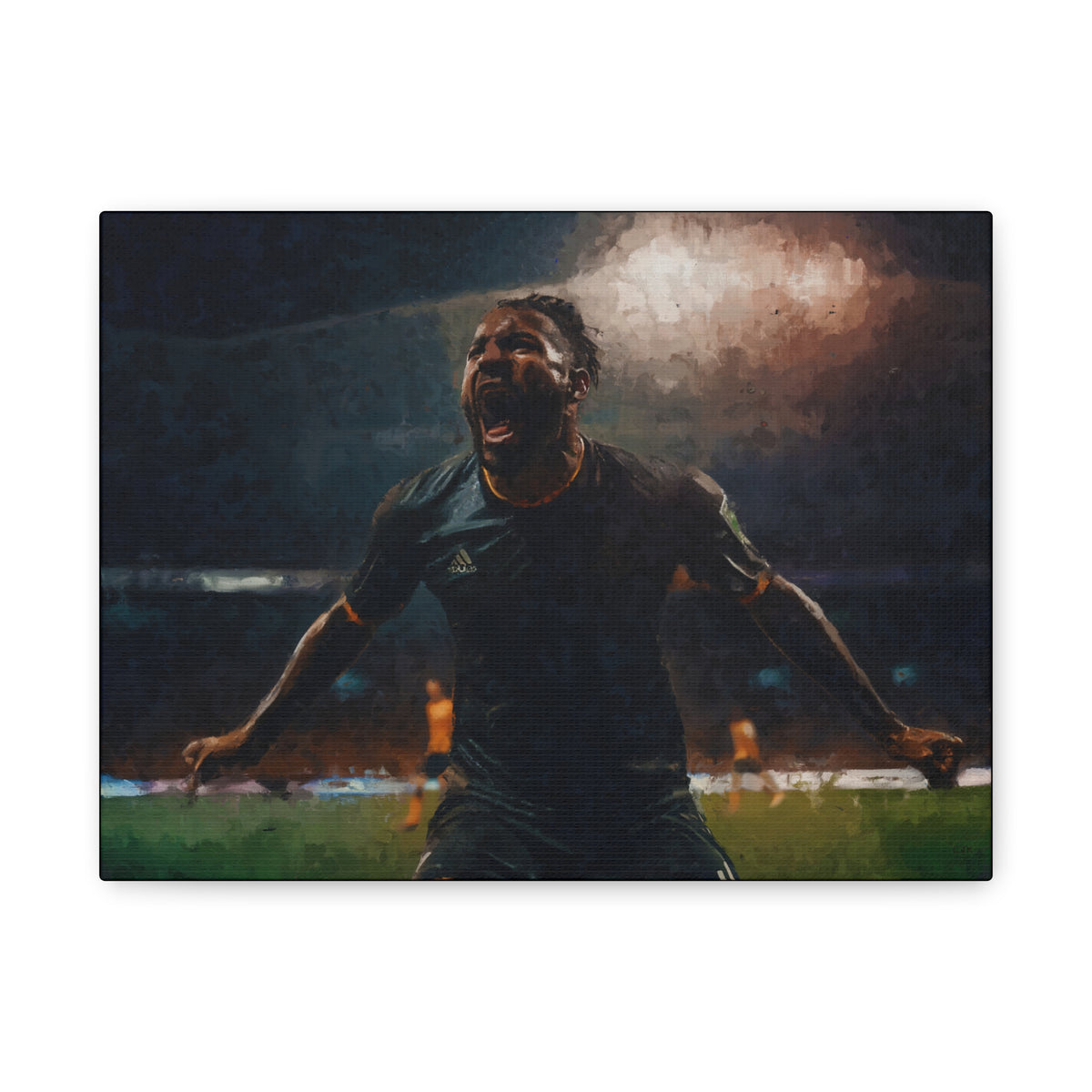 Celebrating Victory: Impressionist Soccer Art Print - Stretched Canvas Fine Art Poster, Ready to Hang - Perfect Football Fan Gift.