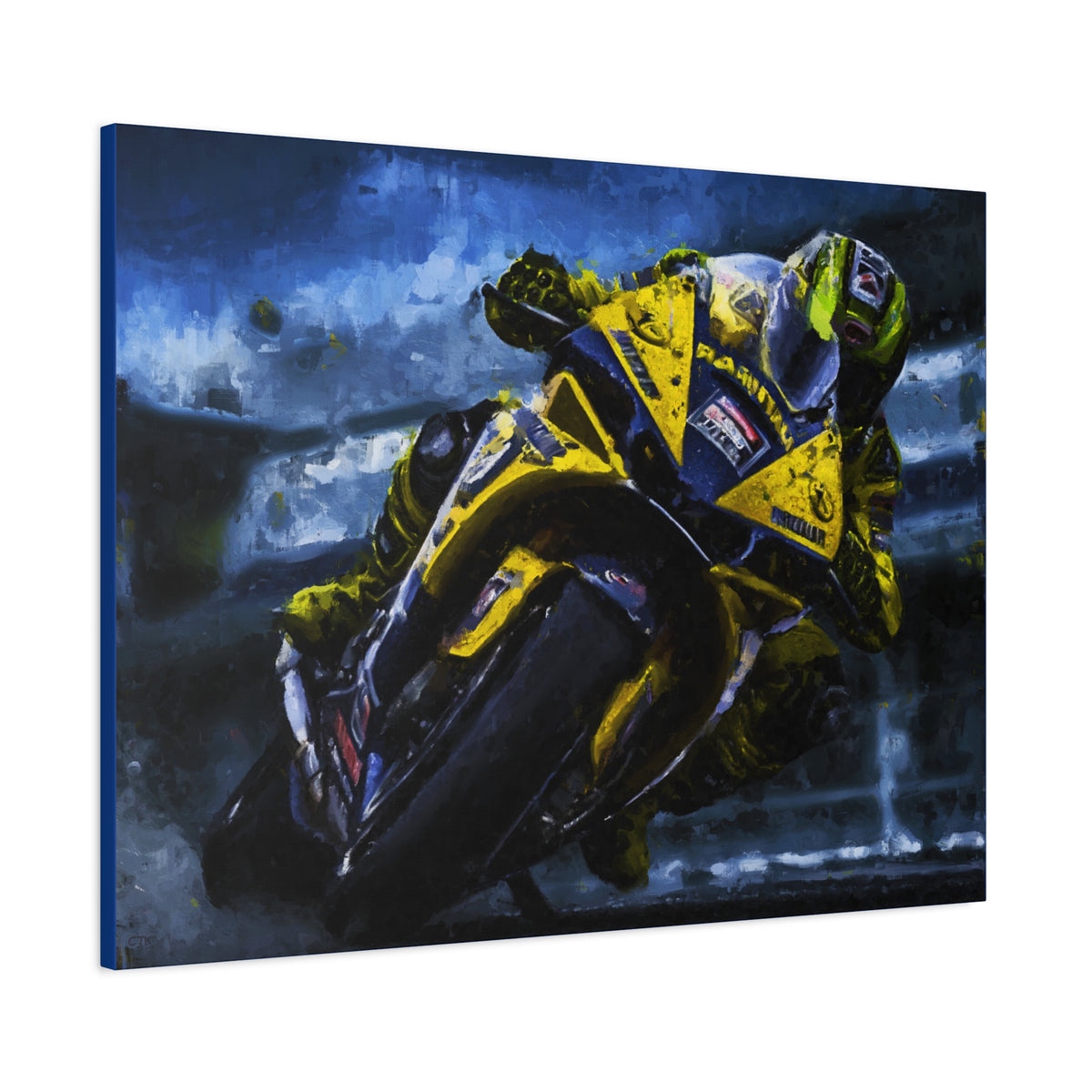 Feel the Thrill: Impressionist MotoGP Bike Rider, Fine Art Print on Stretched Matte Canvas - Ready to Hang, Wall Art MotoGP Gift.