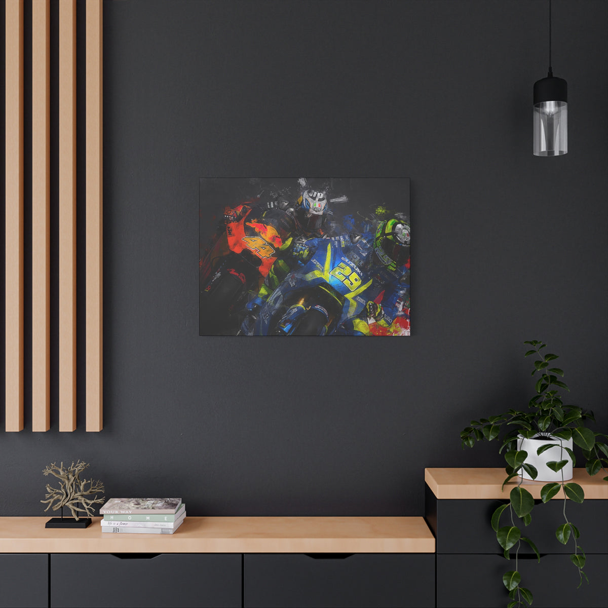 Ride into the MotoGP Thrill: Stretched Canvas Fine Art Print Poster - Ready to Hang, Wall Art MotoGP Gift