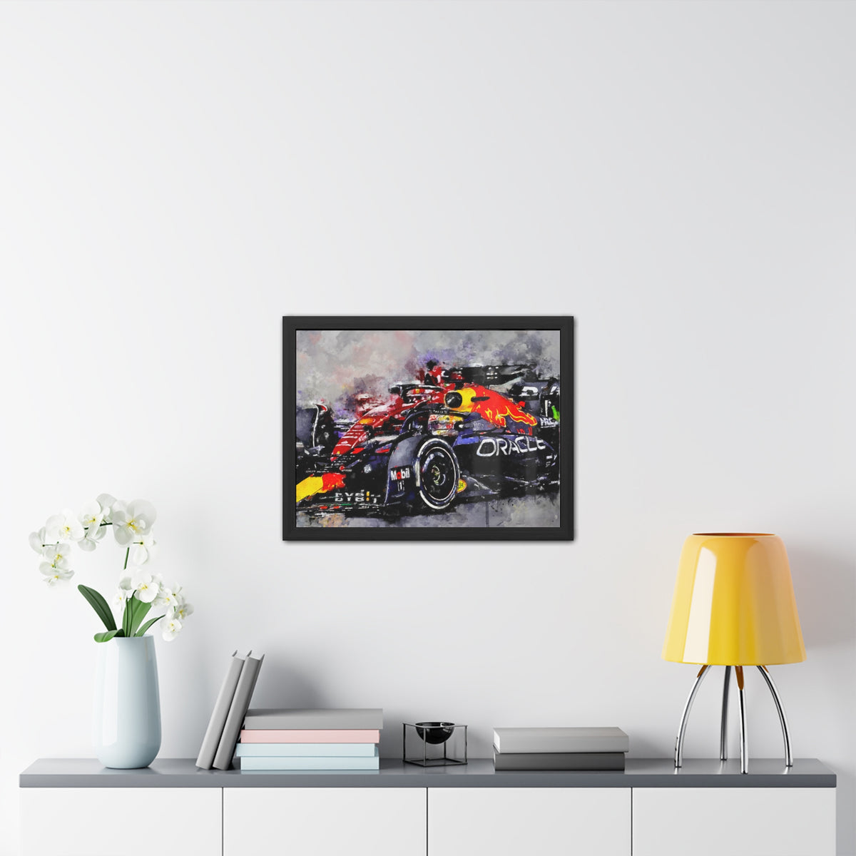 Drive into the Roar: Framed Watercolour F1 Fine Art Print - Ready to Hang, Wall Art Formula One Gift.