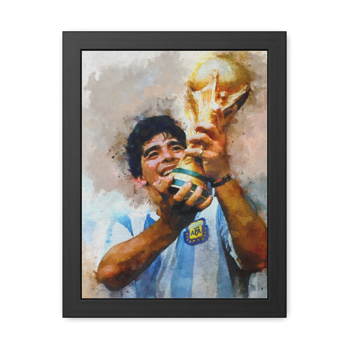 World Cup Winners 1986 Argentina Watercolor Painting, Ready to Hang Framed Art Print Poster, Argentina Fan Gift