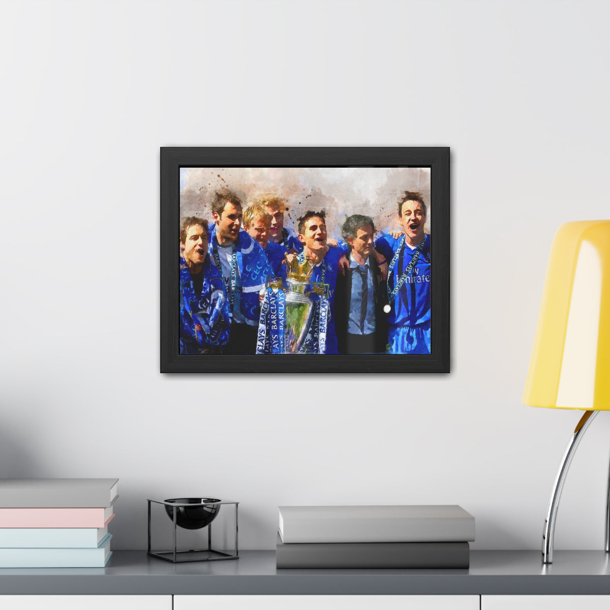 Premier League Winners 2005 Chelsea Watercolour Painting, Ready to Hang Framed Art Print Poster, Chelsea Fan Gift