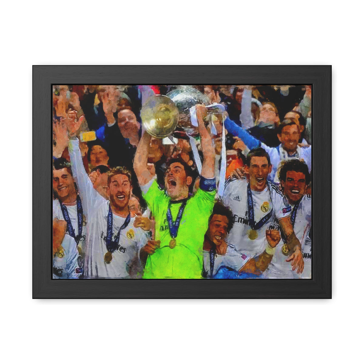 Champions League Winners 2014 Real Madrid Watercolour Painting, Ready to Hang Framed Art Print Poster, Real Madrid Fan Gift