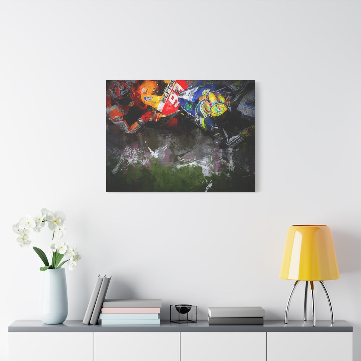 Duel of Champions: Stretched Canvas Fine Art MotoGP Print Poster - Ready to Hang, Wall Art MotoGP Gift