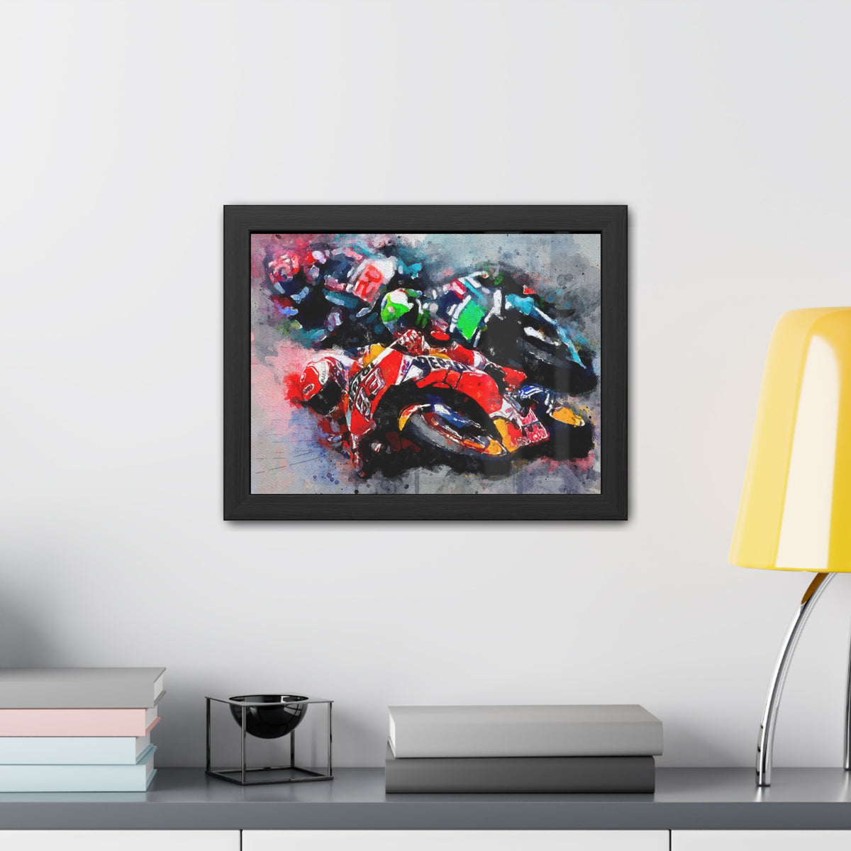 Velocity Unleashed: Framed Watercolour Fine Art MotoGP Fine Art Print Poster - Ready to Hang, Wall Art MotoGP Gift