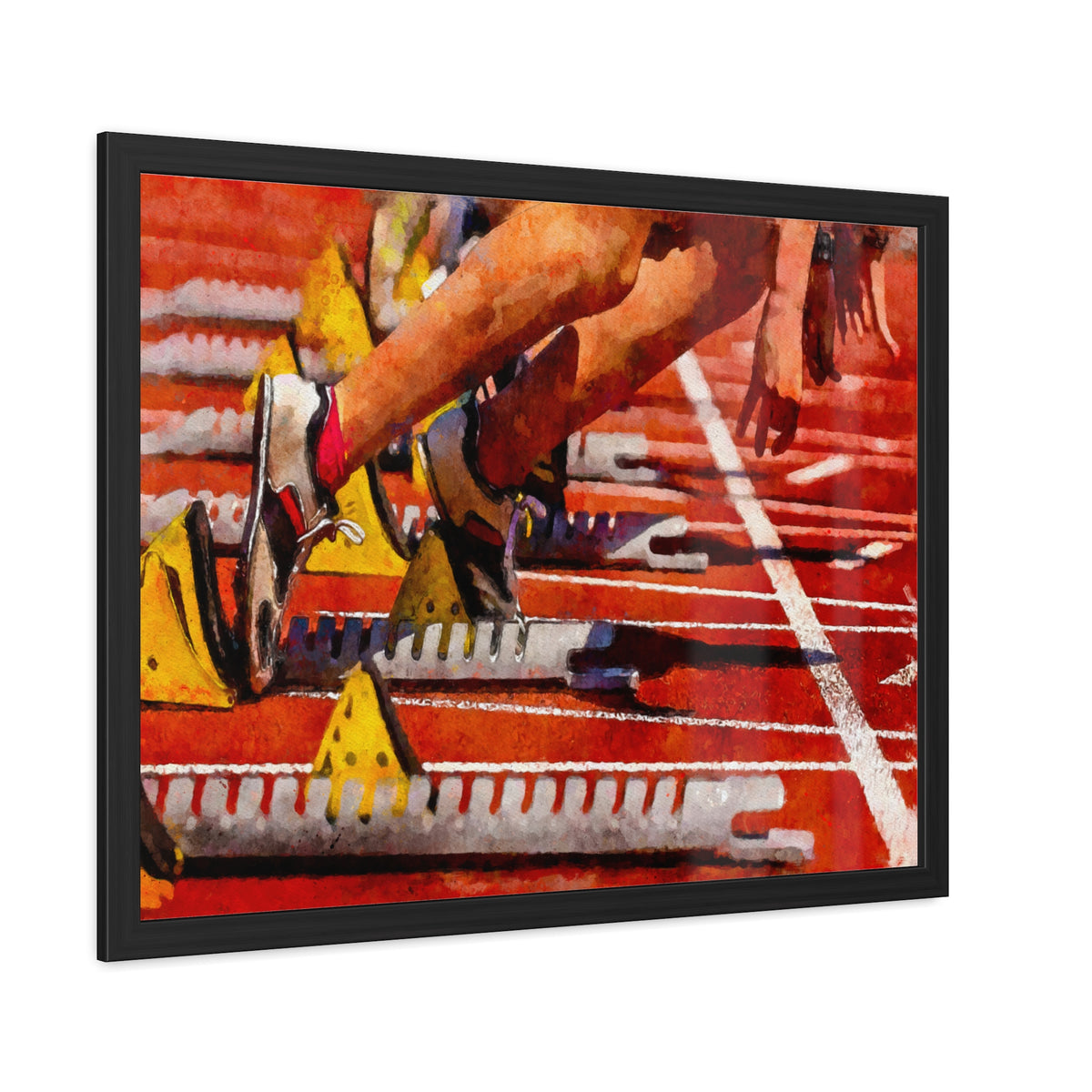 Capture the Sprint Race Thrill - Expressionist Modern Art Watercolour Painting Print, Ready to Hang Framed, Athletics Wall Art, Athletics Fan Gift