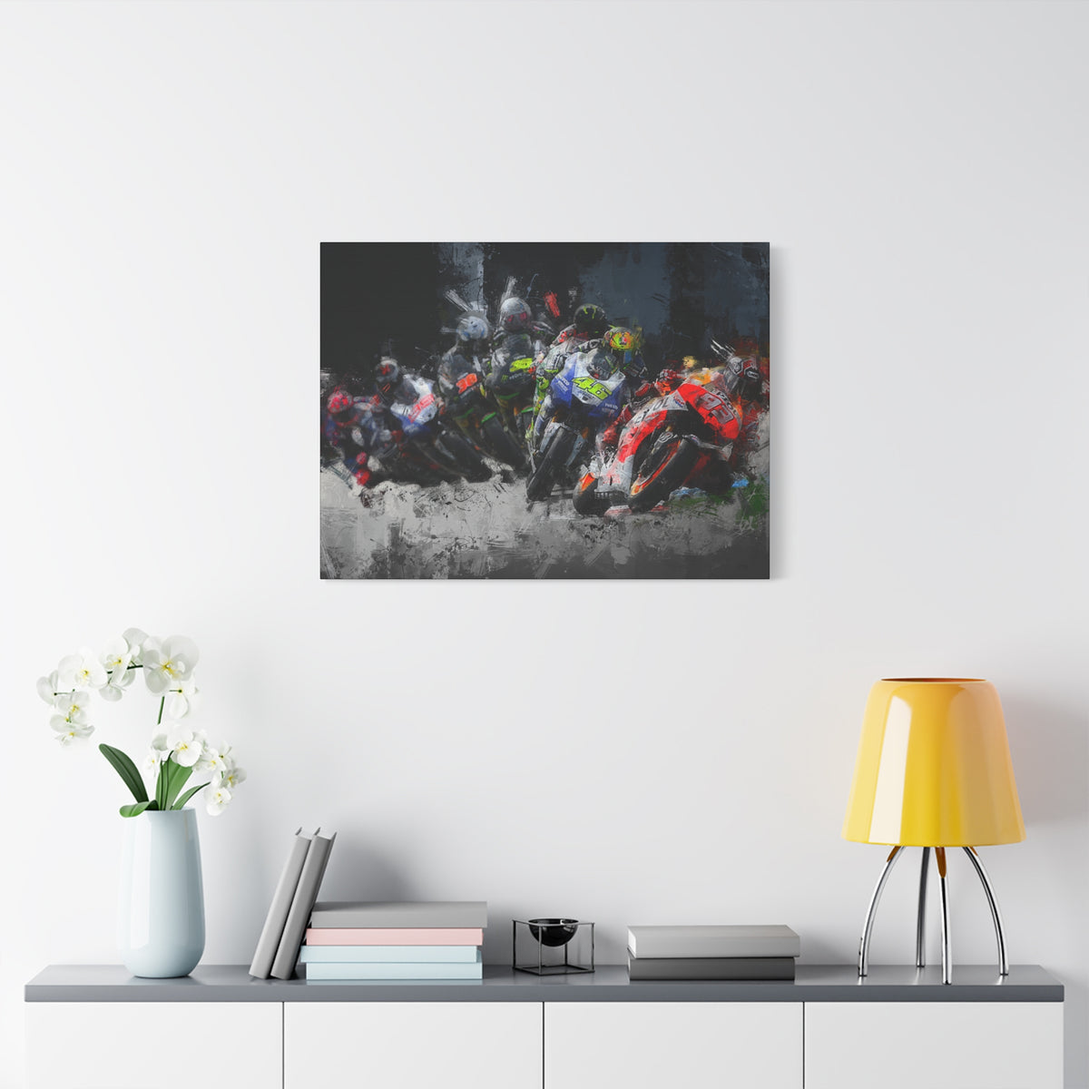 Rev Up Your Walls with Thrilling MotoGP Action! Stretched Canvas Fine Art MotoGP Print Poster - Ready to Hang, Wall Art MotoGP Gift