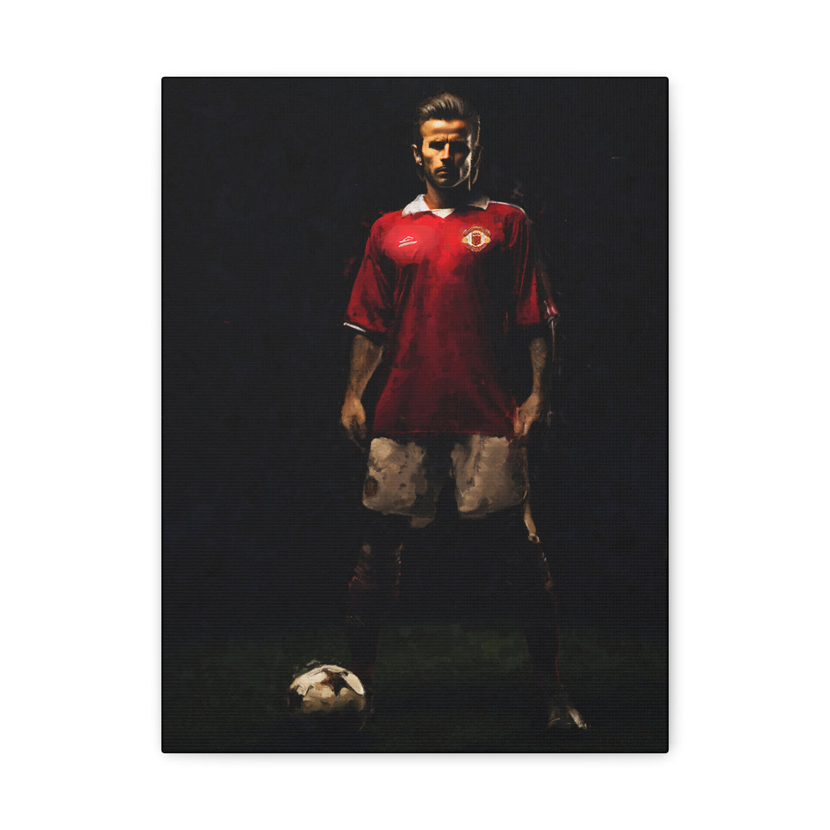 Beckham's Elegance: Impressionist Portrait Painting - Stretched Canvas Football Fine Art Print Poster- Ready to Hang Football Wall Art