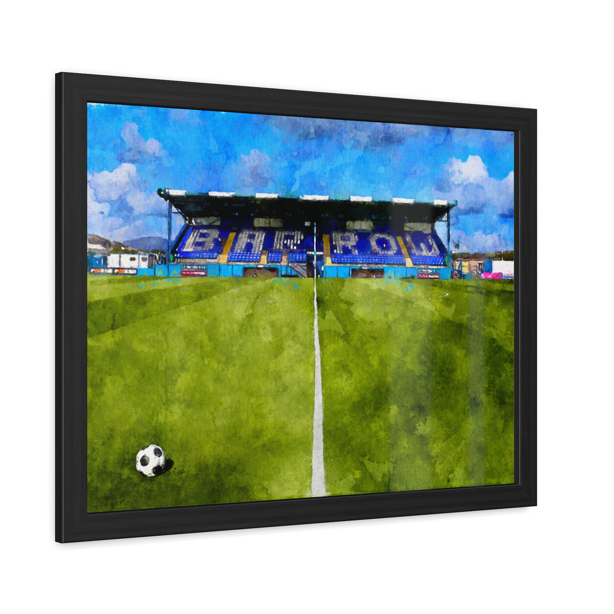 Barrow Holker Street Watercolour Fine Art Painting - Ready to Hang Framed Print Poster, Football Wall Art, Soccer Fan Gift