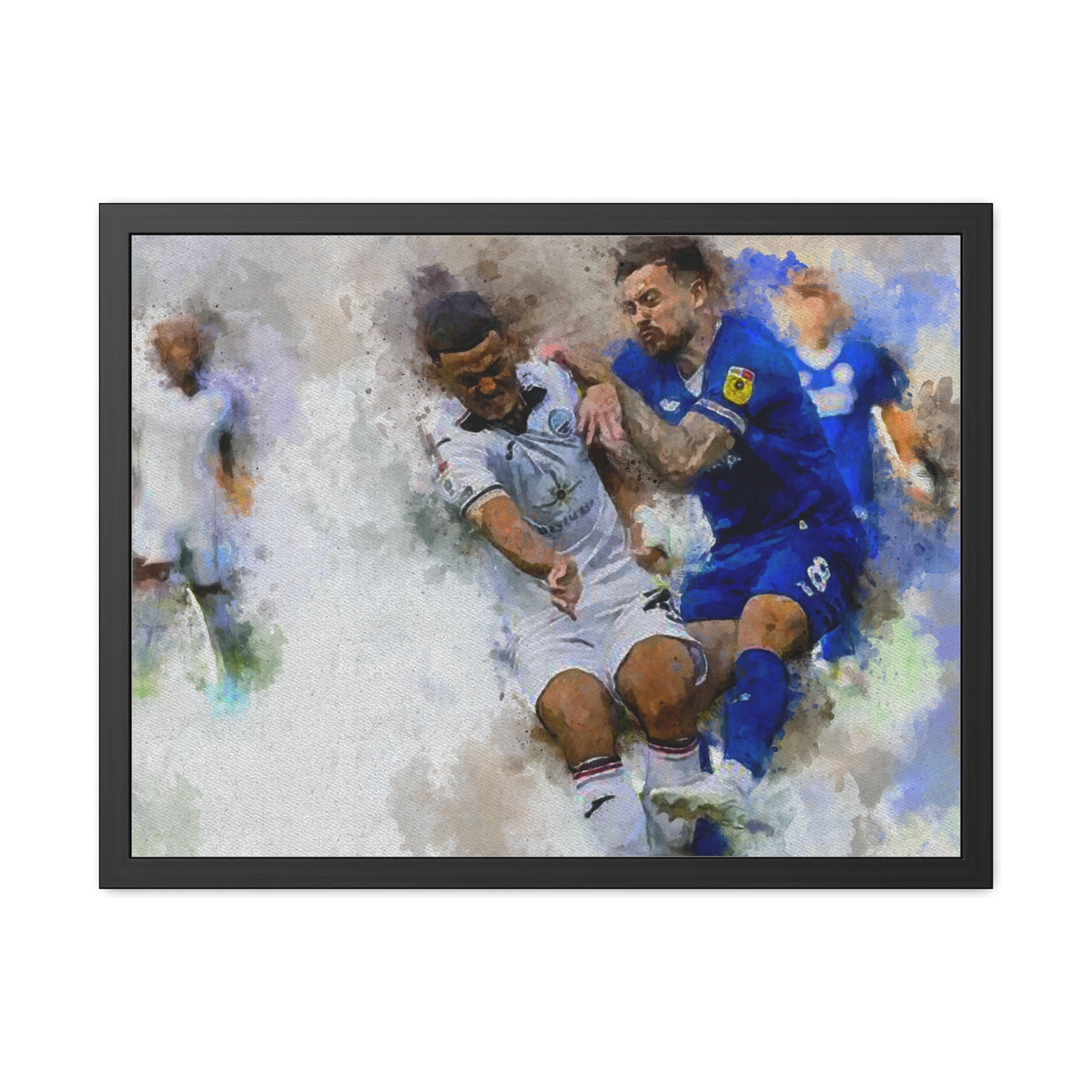 Cardiff vs. Swansea Derby Ready to Hang Framed Watercolour Fine Art Painting Print Poster, Football Wall Art, Soccer Fan Gift