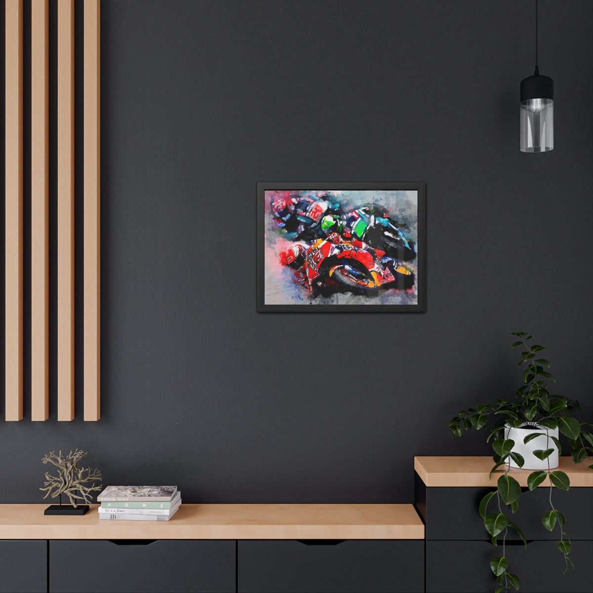 Velocity Unleashed: Framed Watercolour Fine Art MotoGP Fine Art Print Poster - Ready to Hang, Wall Art MotoGP Gift